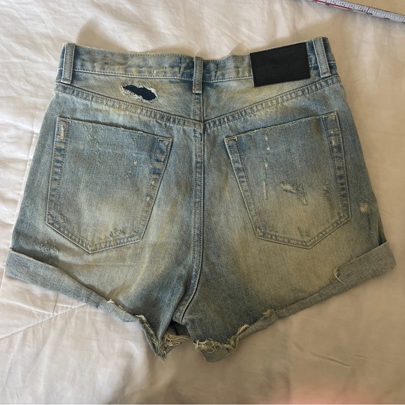 One Teaspoon Outlaws Blue Distressed Jean Shorts, dirty look intentional NWOT - Picture 2 of 5